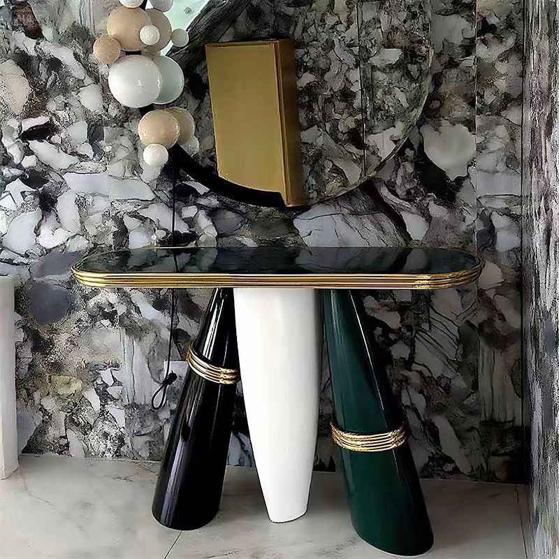 Modern Solid Wood Stainless Steel Console
