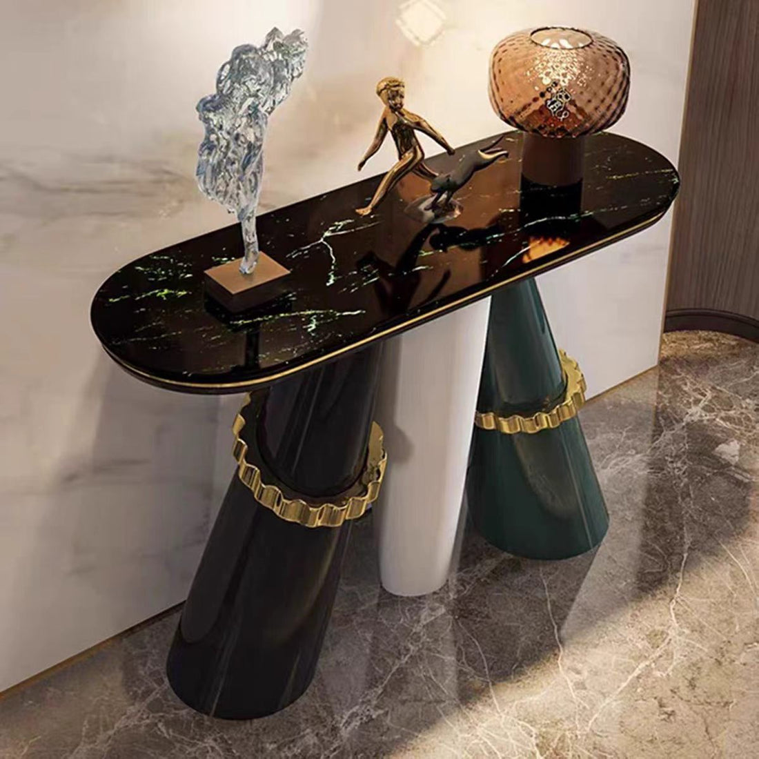 Modern Solid Wood Stainless Steel Console