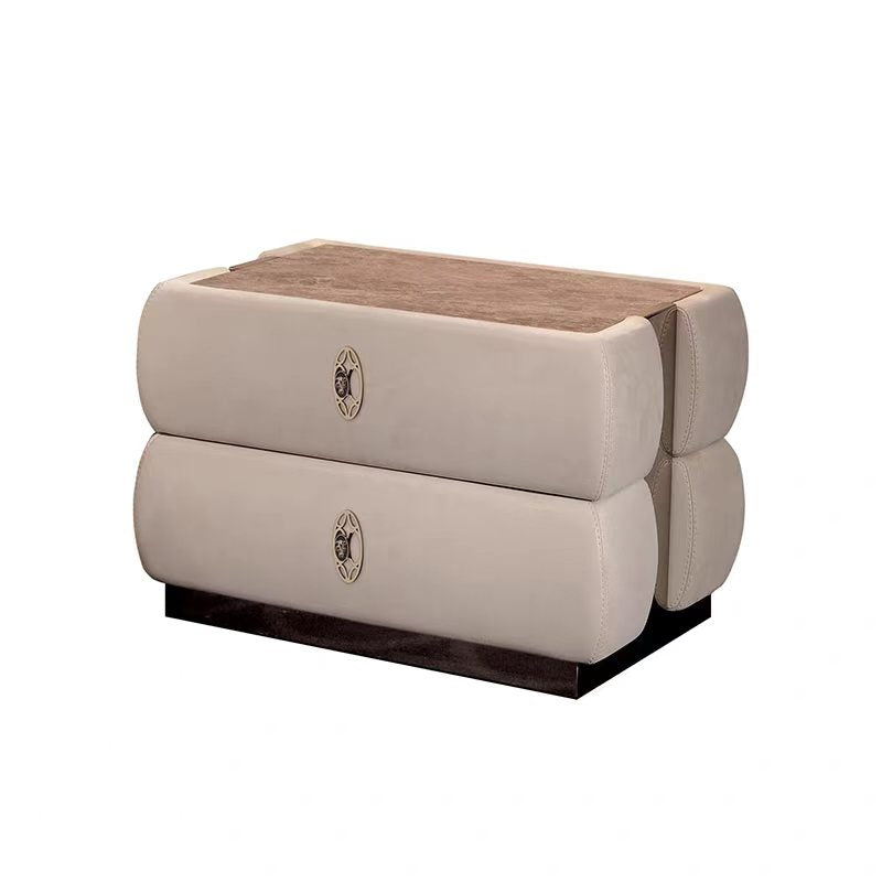 Modern Suede Leather Stainless Steel Bedside Cabinet