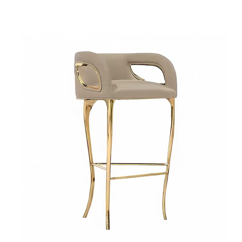 Modern Velvet Stainless Steel Bar Stool with Backrest