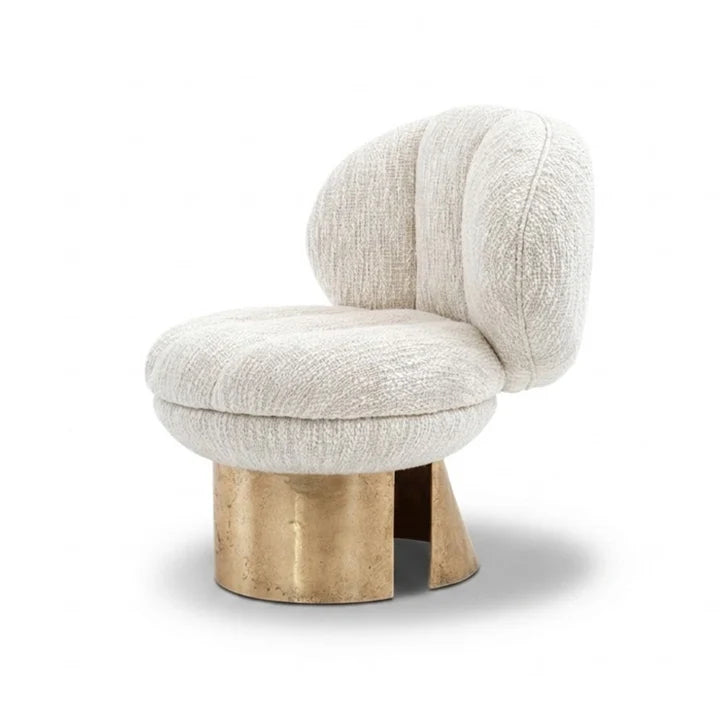 Modern White Fabric Metal Lounge Chair