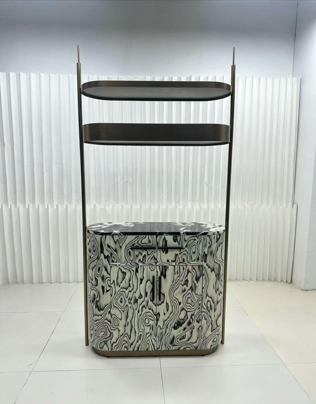 Modern Wood Metal Wine and Bar Cabinet