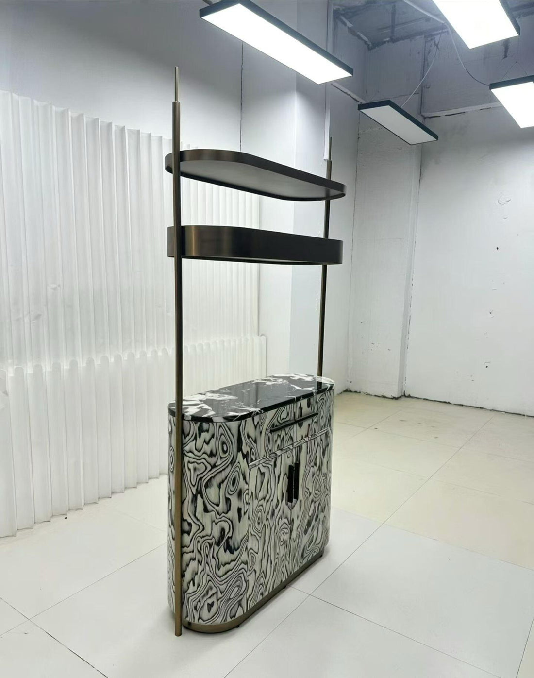 Modern Wood Metal Wine and Bar Cabinet
