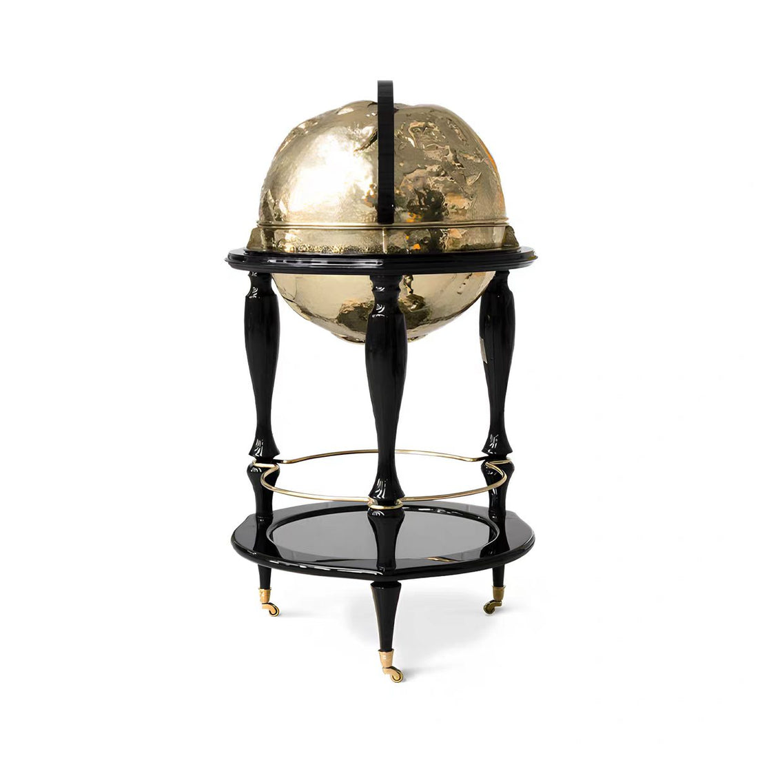 Portuguese Luxury Brass Globe Wine Cabinet