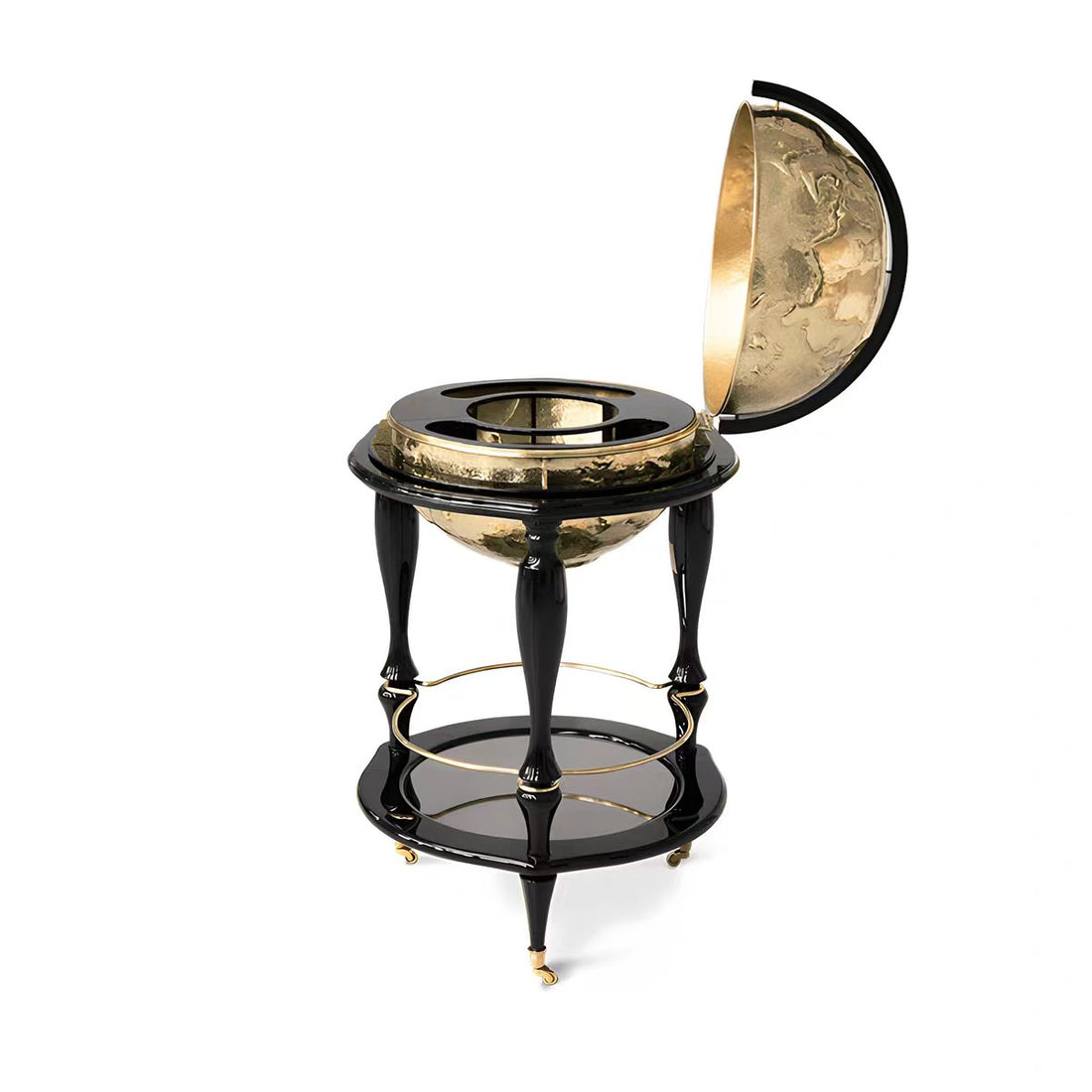 Portuguese Luxury Brass Globe Wine Cabinet