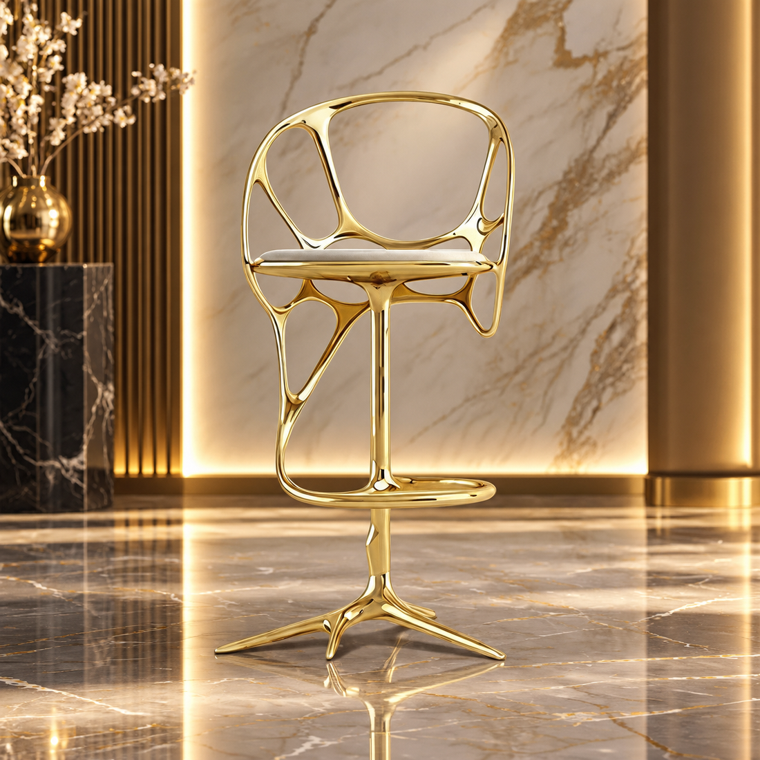 Sculptural Irregular Metal Bar Stool