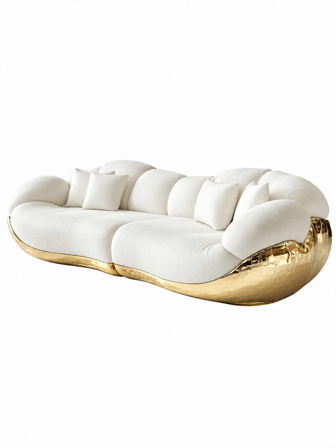 Sculptural Leather and Metal Sofa
