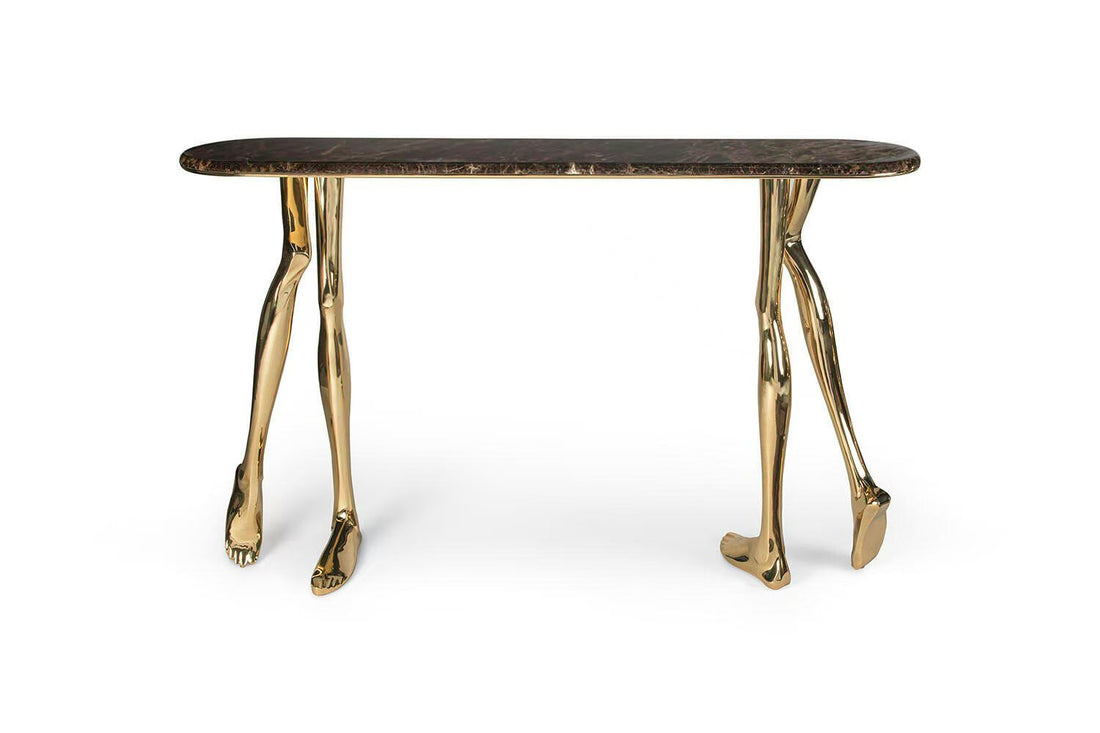 Sculptural Marble Metal Console Table