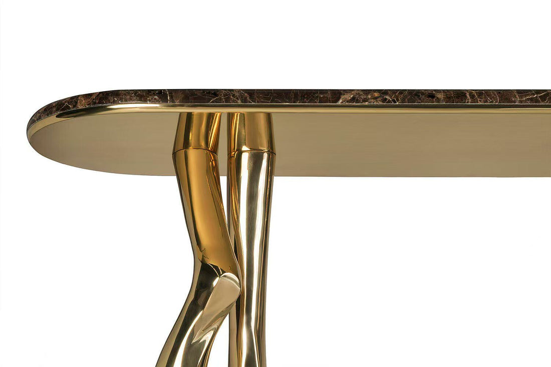 Sculptural Marble Metal Console Table