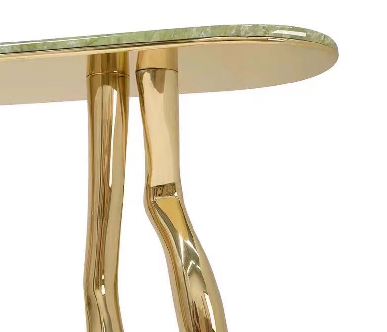 Sculptural Marble Metal Console Table
