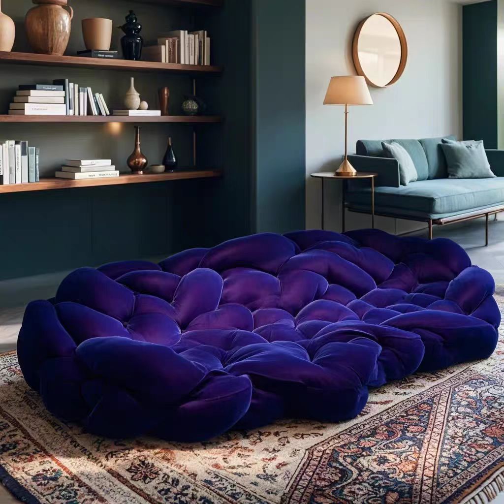 Sculptural Python Inspired Woven Fabric Sectional Sofa