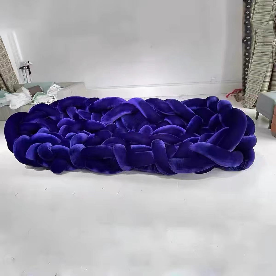 Sculptural Python Inspired Woven Fabric Sectional Sofa