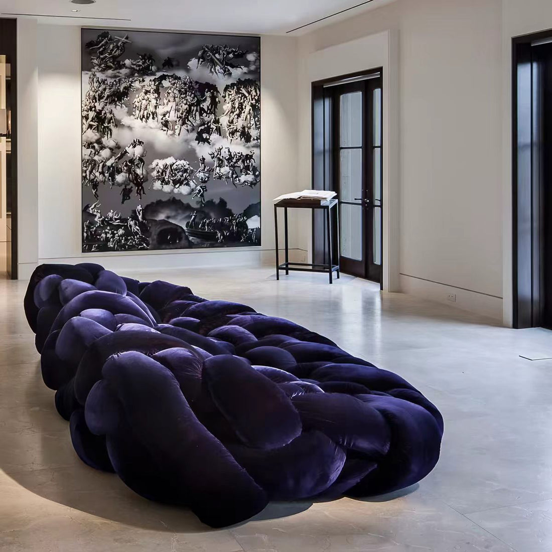 Sculptural Python Inspired Woven Fabric Sectional Sofa