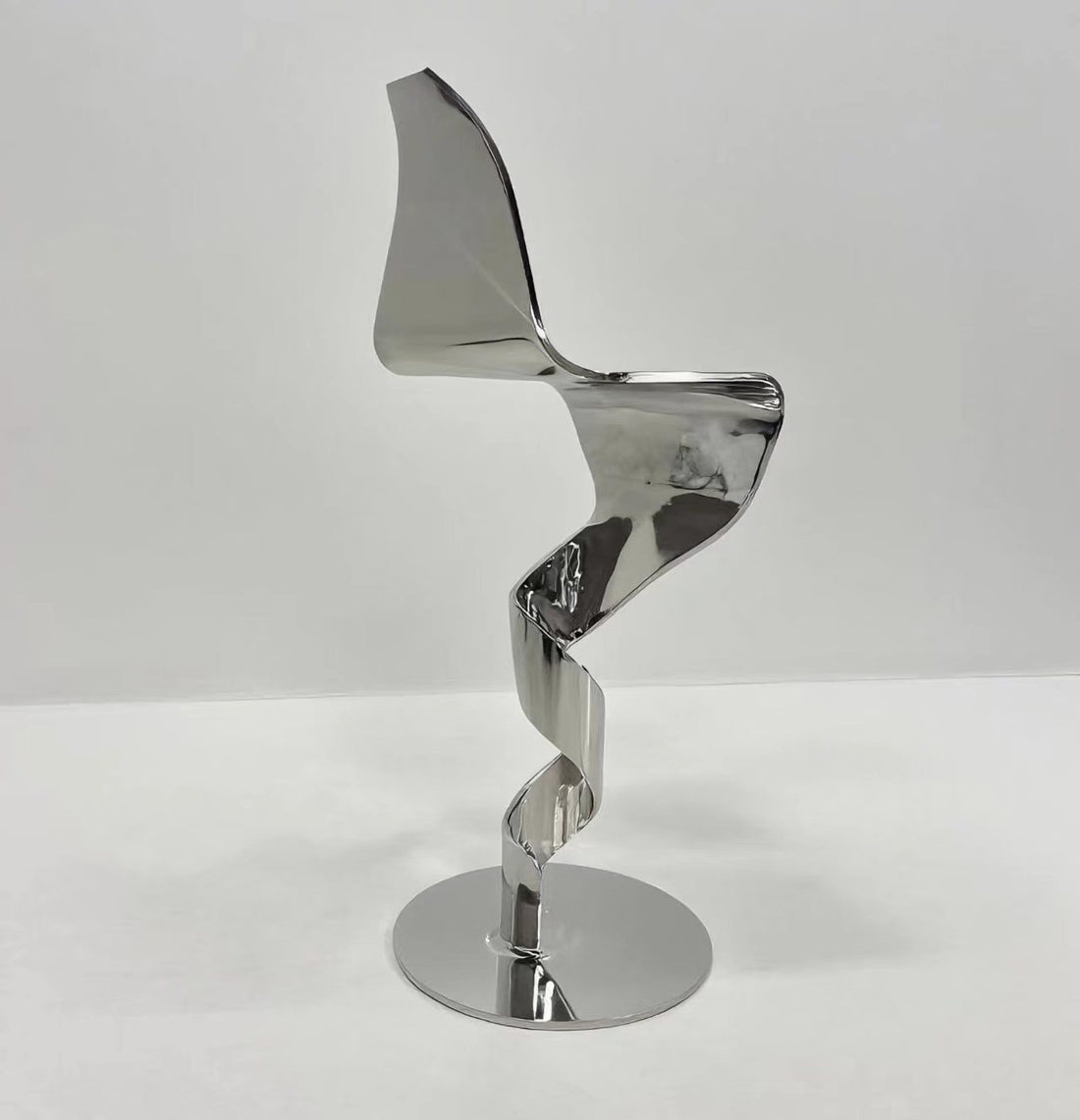 Sculptural S Shape Stainless Steel Bar Stool