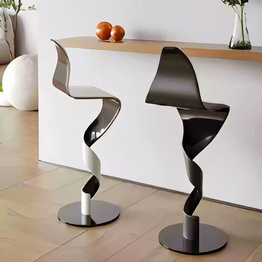 Sculptural S Shape Stainless Steel Bar Stool