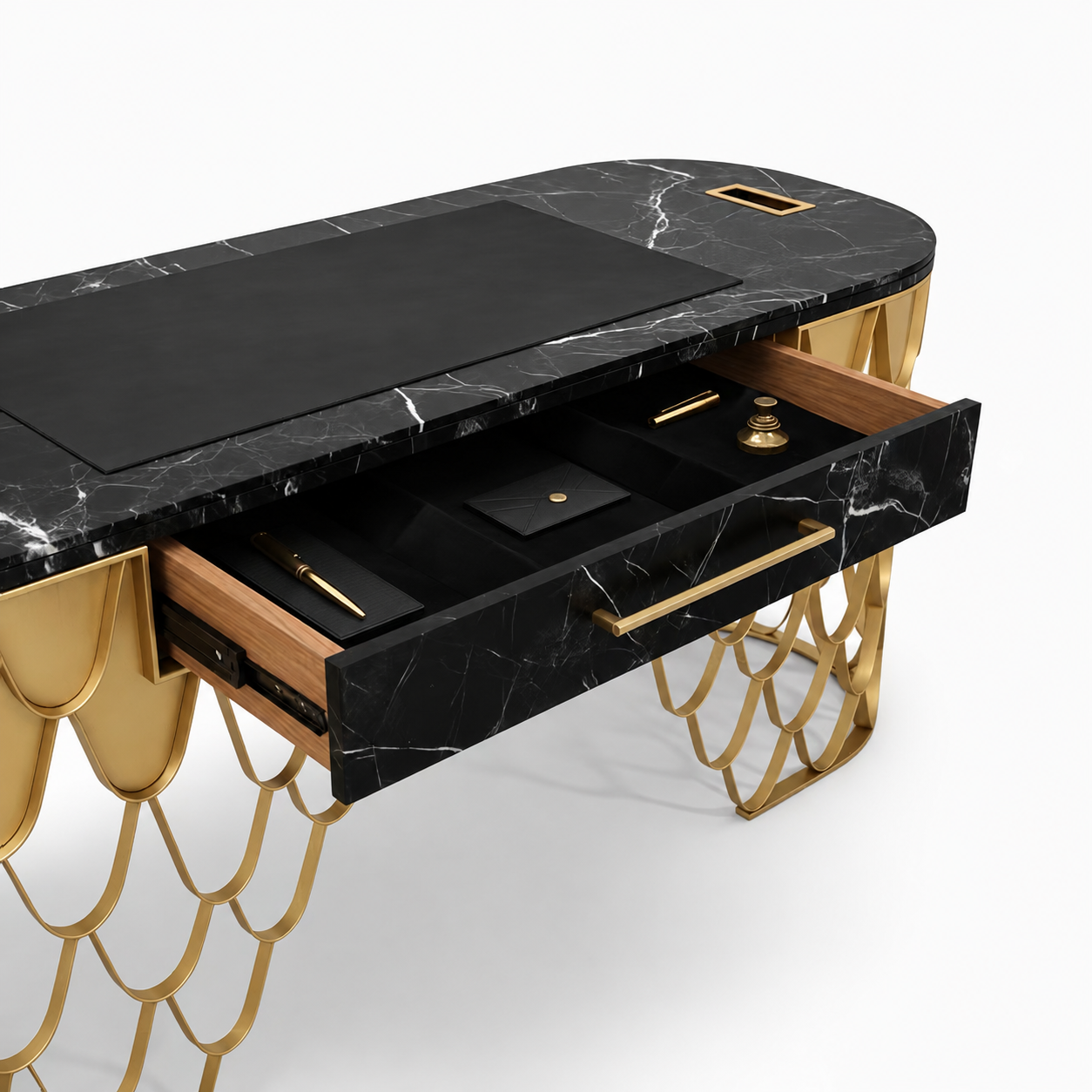 Luxury Italian Fish-Scale Marble Executive Desk