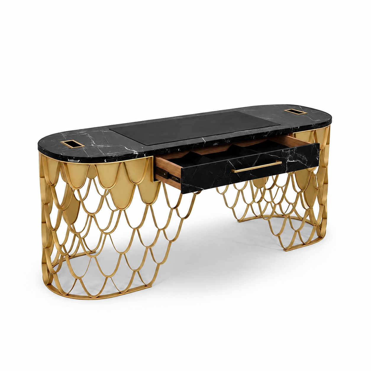 Luxury Italian Fish-Scale Marble Executive Desk