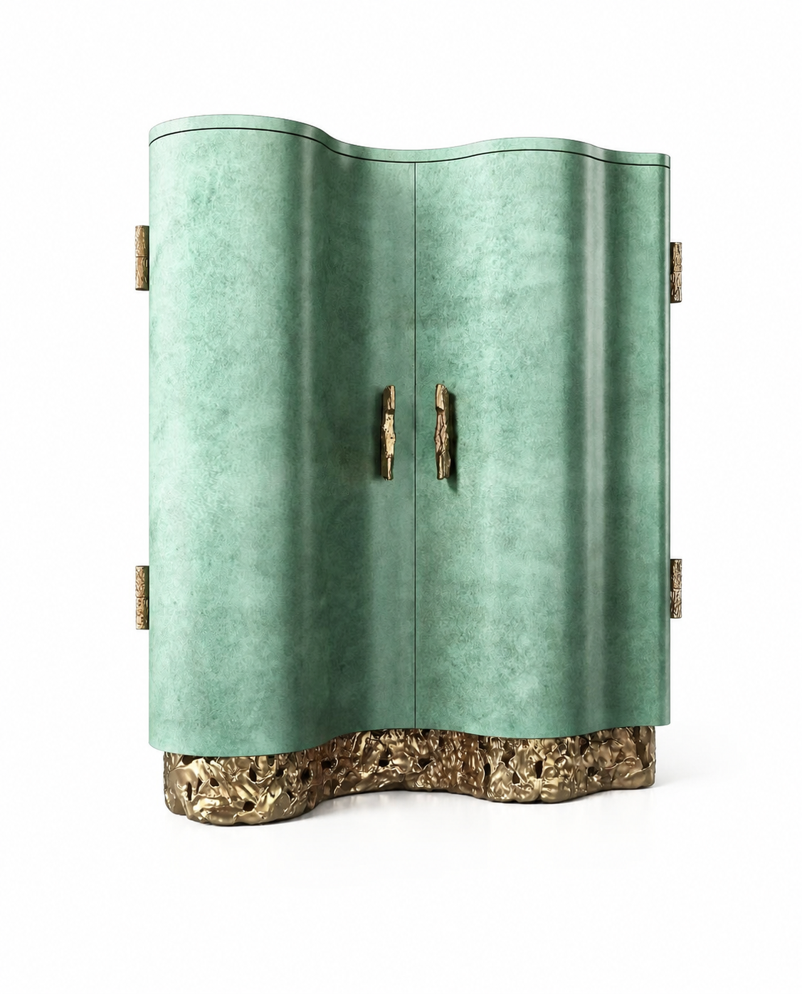 Luxury Italian Retro Green Wave Sideboard