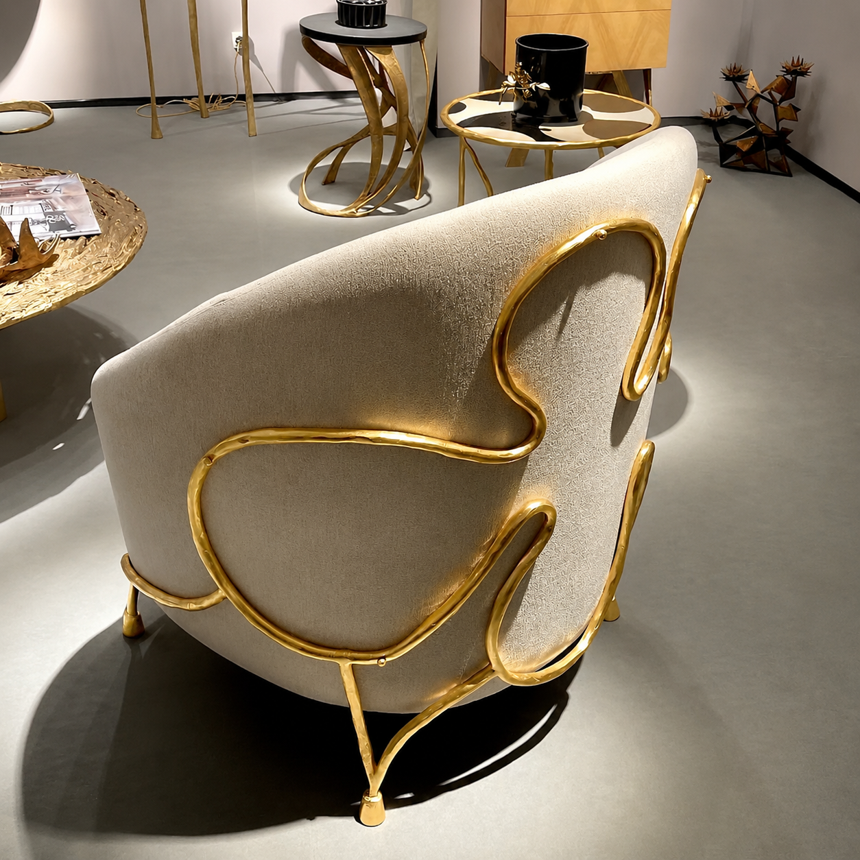Luxury Italian Brass Lounge Chair