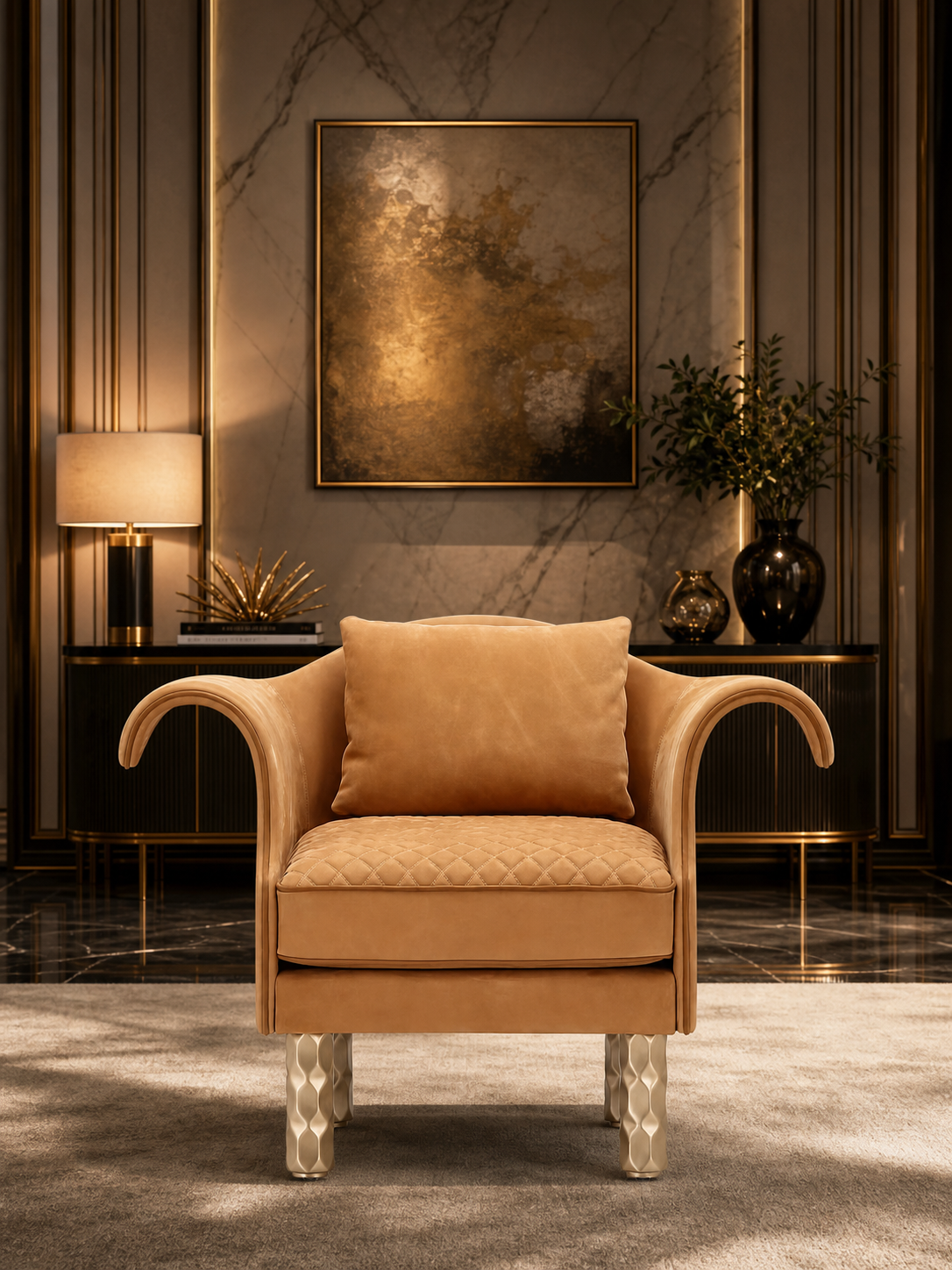 Luxury French Frosted Leather Lounge Chair