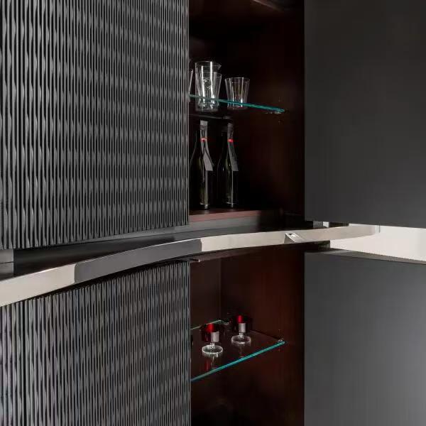Luxury Italian Curved Wine Cabinet with Glass Design