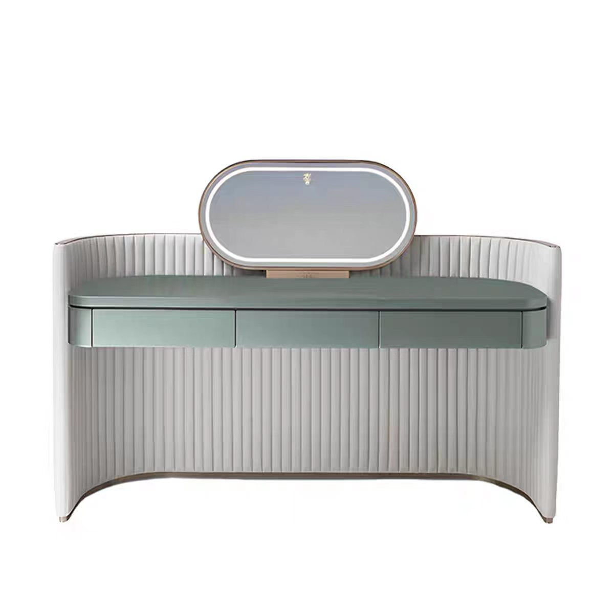 Luxury Italian Dressing Table with Leather & Stainless Steel Design