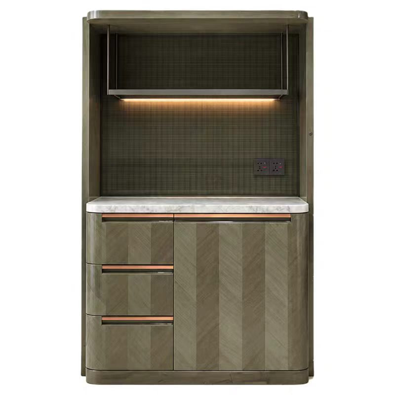 Luxury Italian Bar Cabinet with Marble & Wood Design