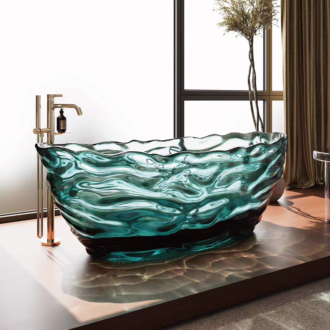 Luxury Italian Transparent Resin Freestanding Bathtub