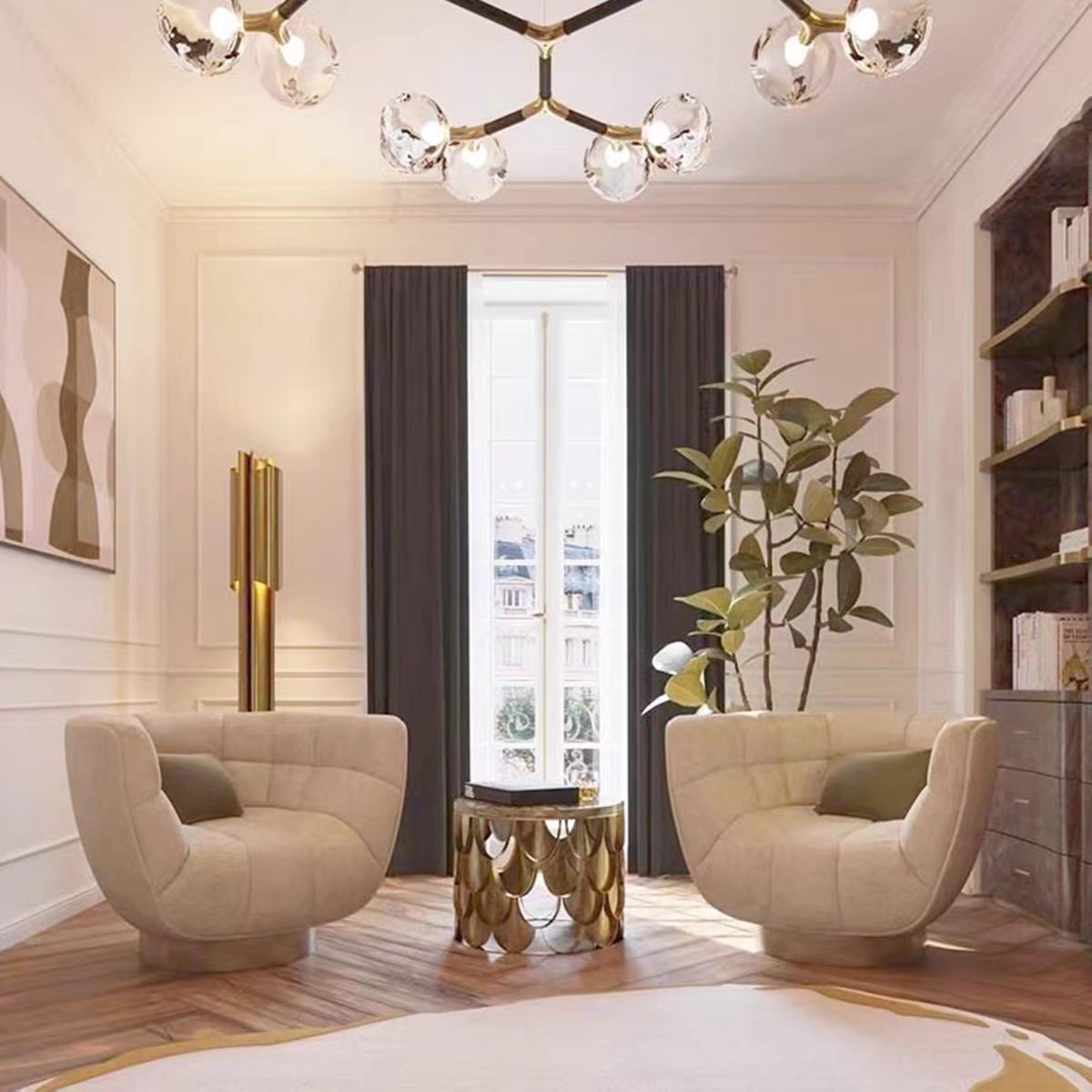 Luxury Italian Rotating Velvet Lounge Chair
