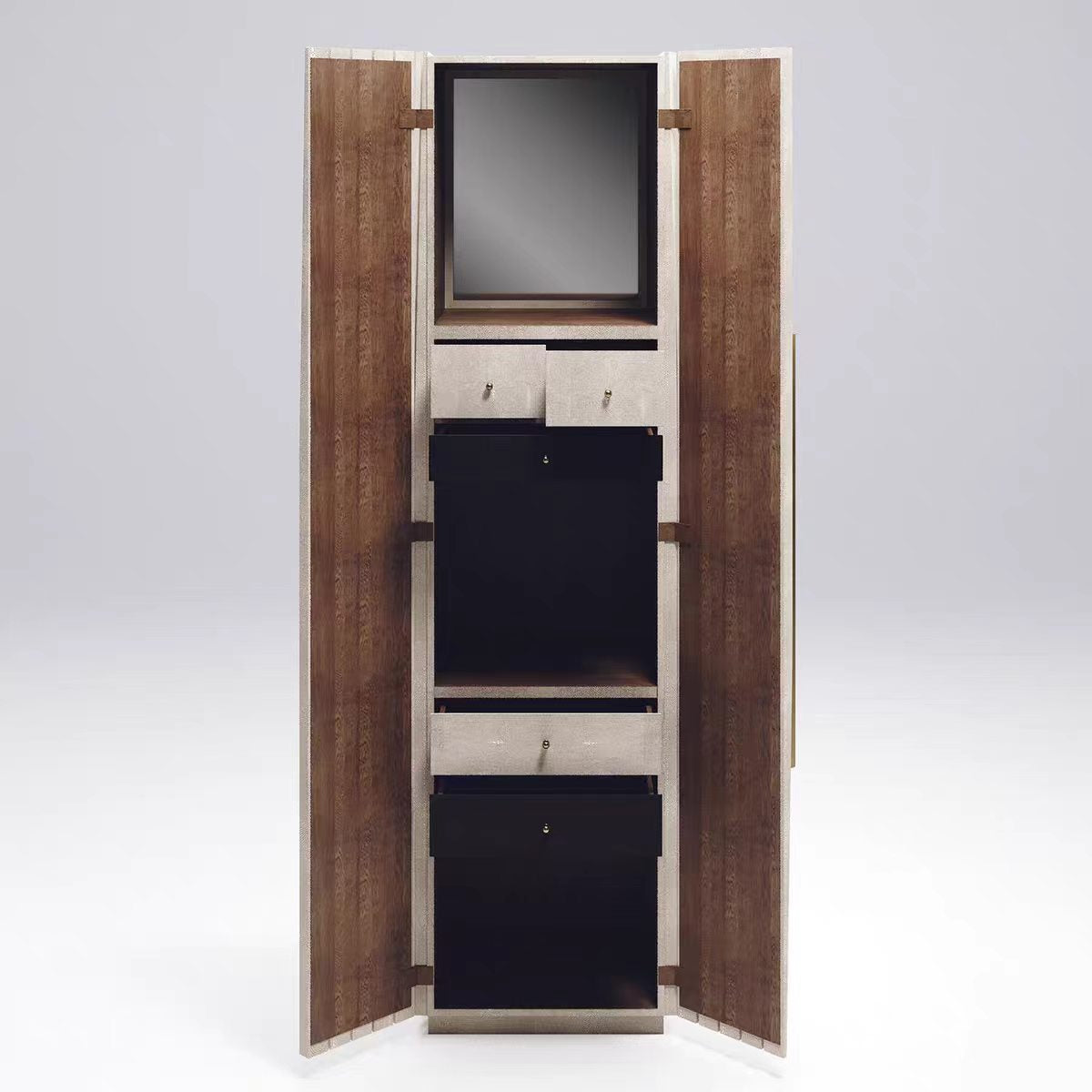 Luxury Italian Stingray Leather Wine Cabinet with Solid Wood Design