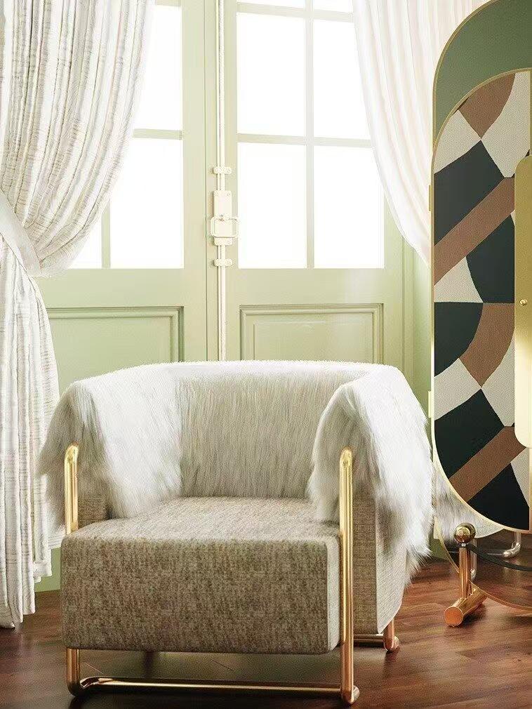 Luxury Italian Single Lounge Chair with Stainless Steel Design