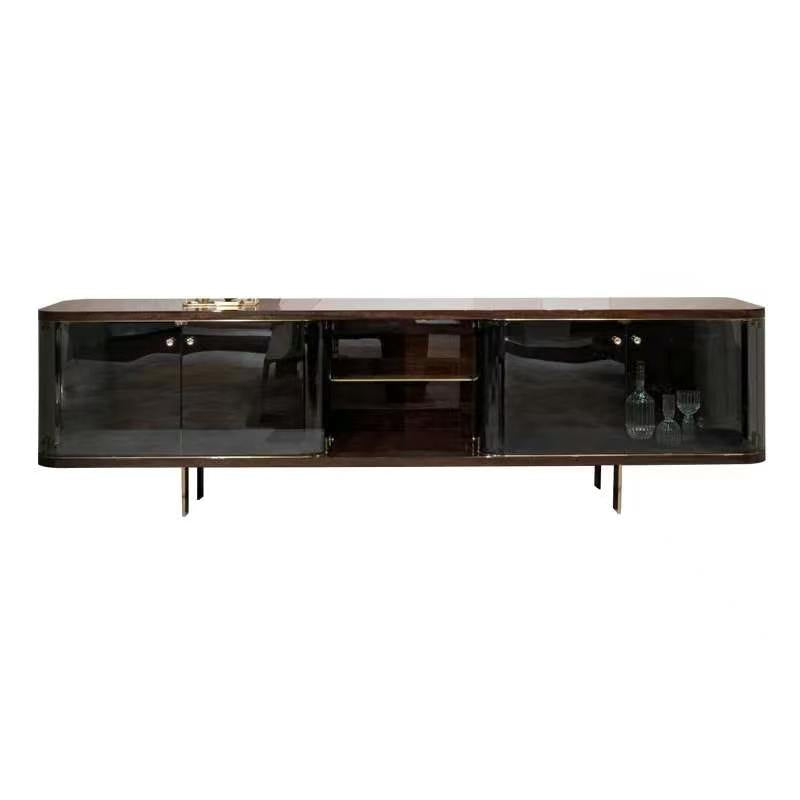 Luxury Italian Lacquer TV Cabinet with Glass Display Design