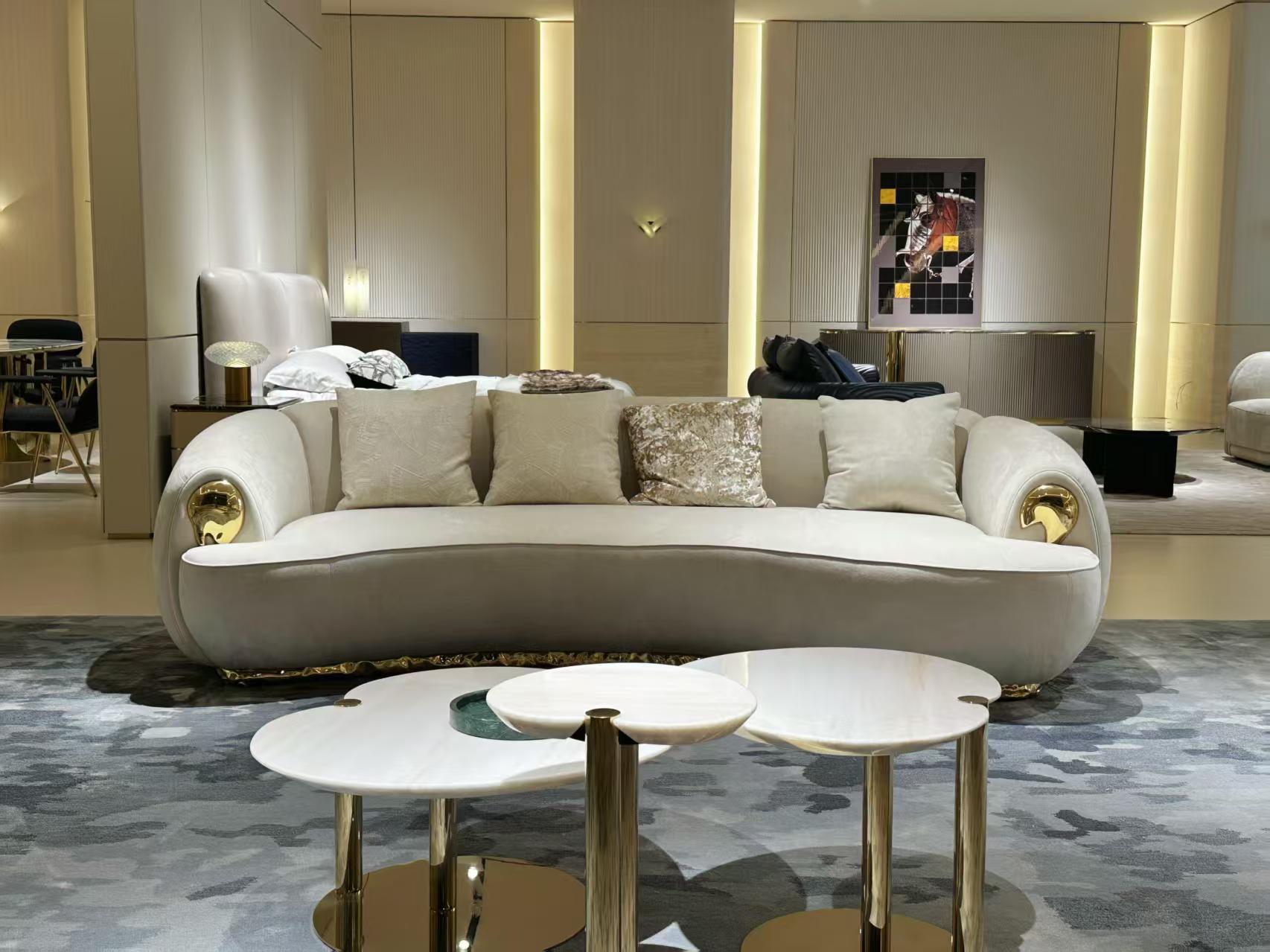 Luxury Italian Leather Curved Sofa
