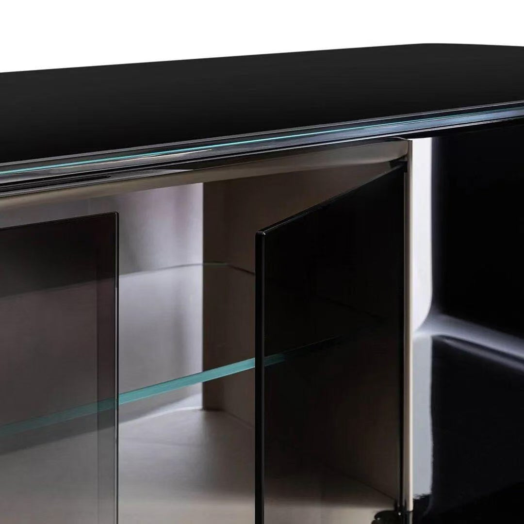 Luxury Italian Bentley Black TV Cabinet with Solid Wood Design
