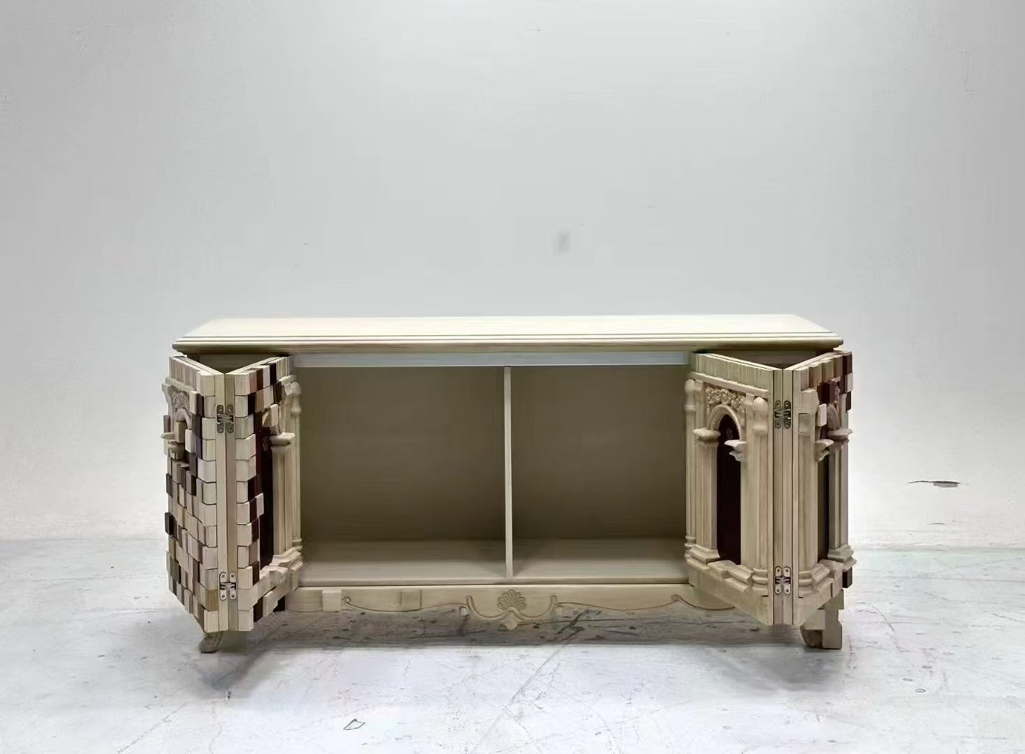 Luxury Italian Carved Wood Sideboard Cabinet Design