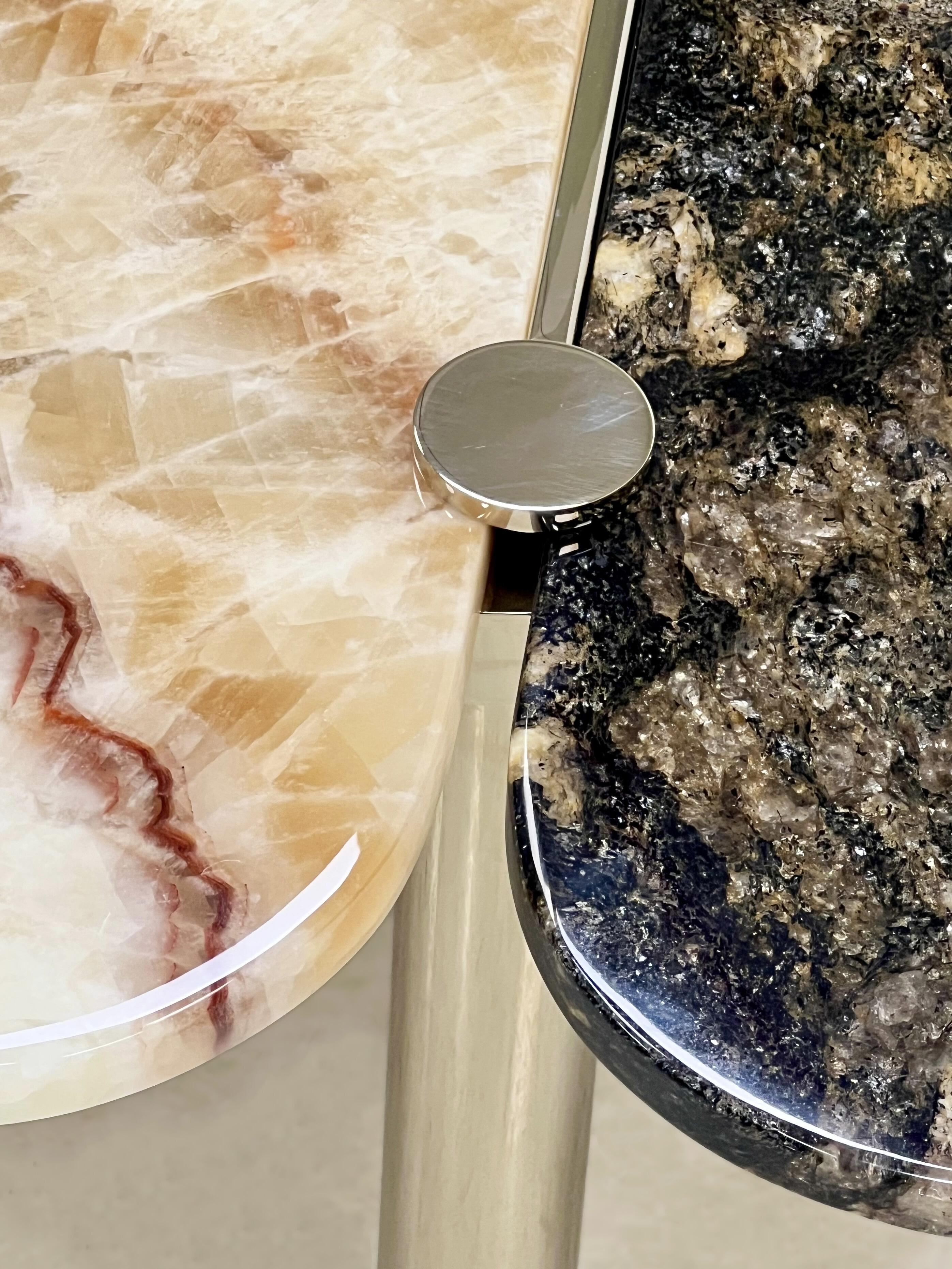 Luxury Italian Irregular Triangle Coffee Table with Natural Stone Top