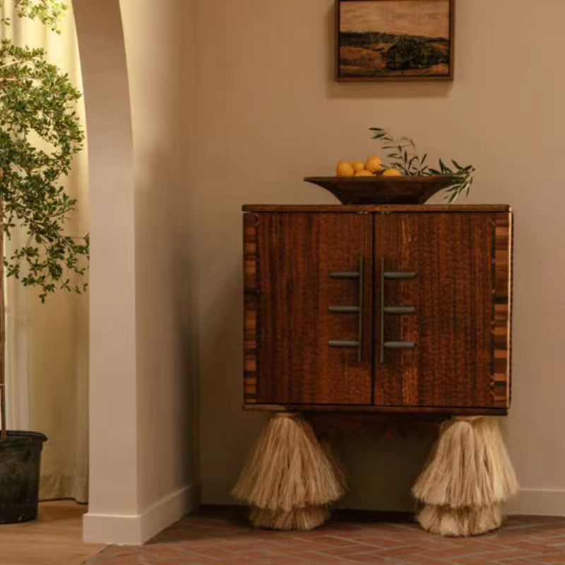 Luxury Retro Wine Cabinet with Solid Wood Design