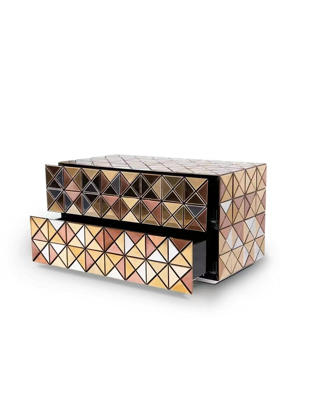 Luxury Italian Designer Hand-Painted Bedside Cabinet
