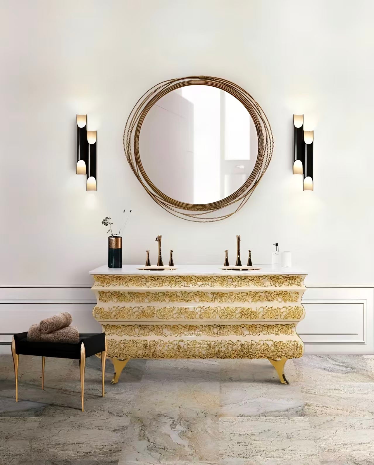Luxury Italian Gold Double Vanity Sink