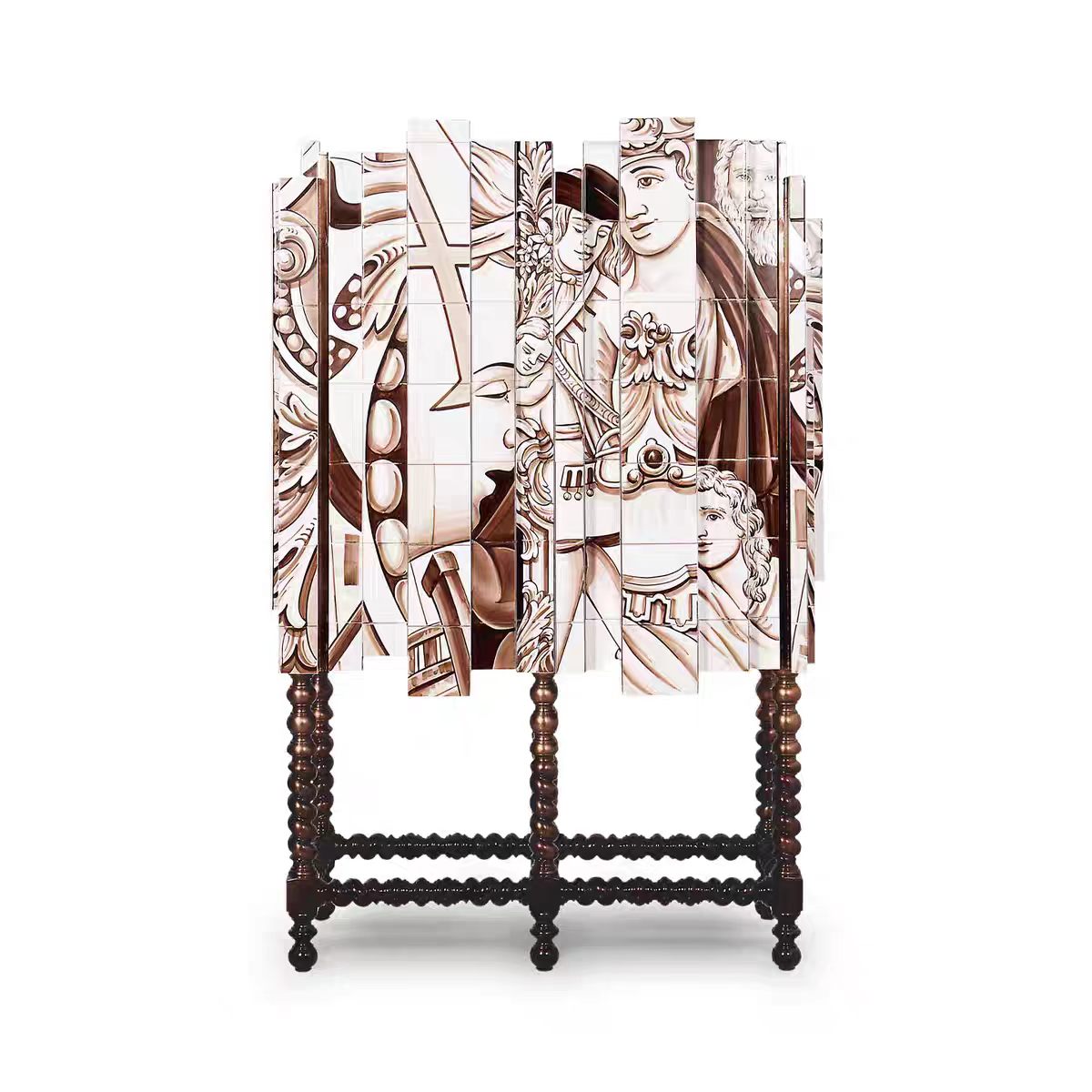 Portuguese Hand-Painted Luxury Wine Cabinet