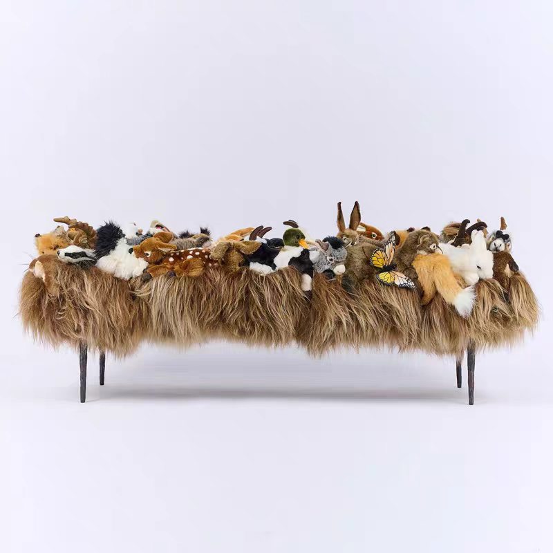 Luxury Italian Fur Accent Bench