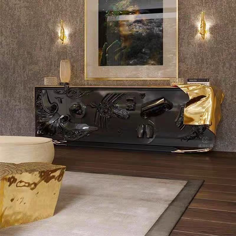 Luxury Designer Sideboard Cabinet with Brass & Glass Details