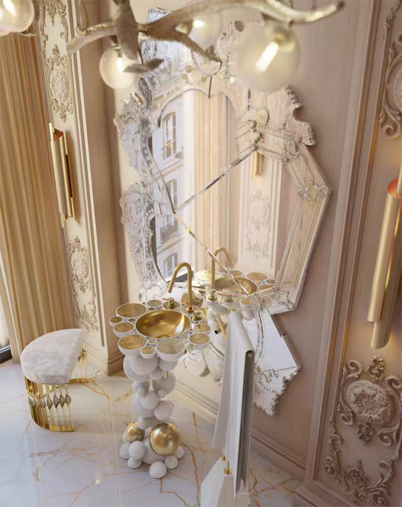 Luxury Italian Sculptural Glass Wall Mirror