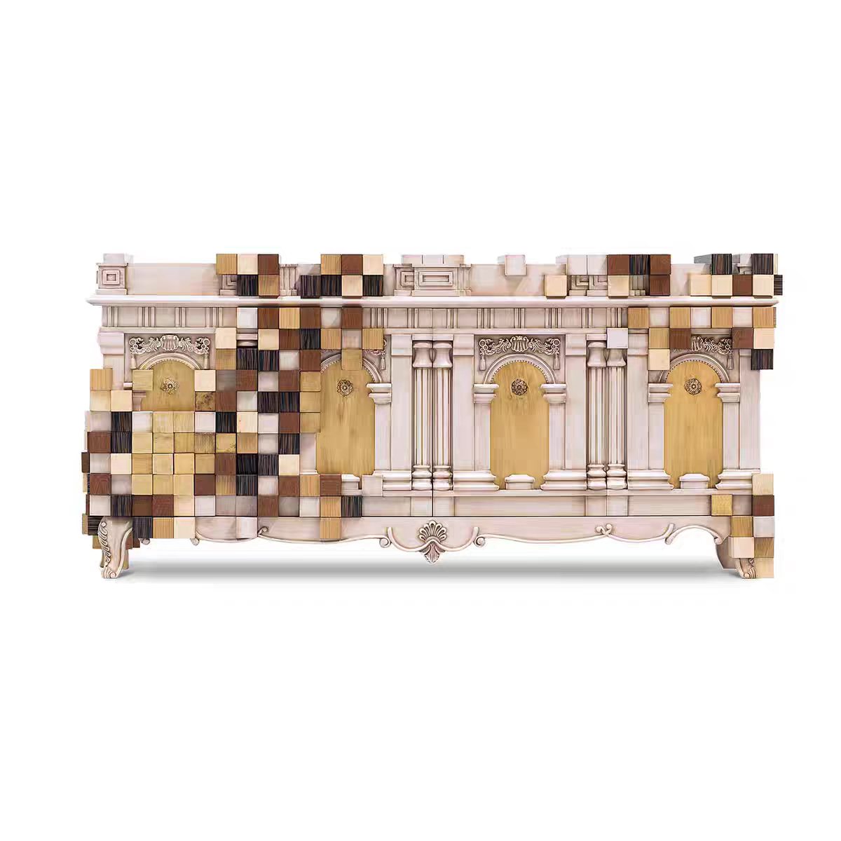 Luxury Italian Carved Wood Sideboard Cabinet Design