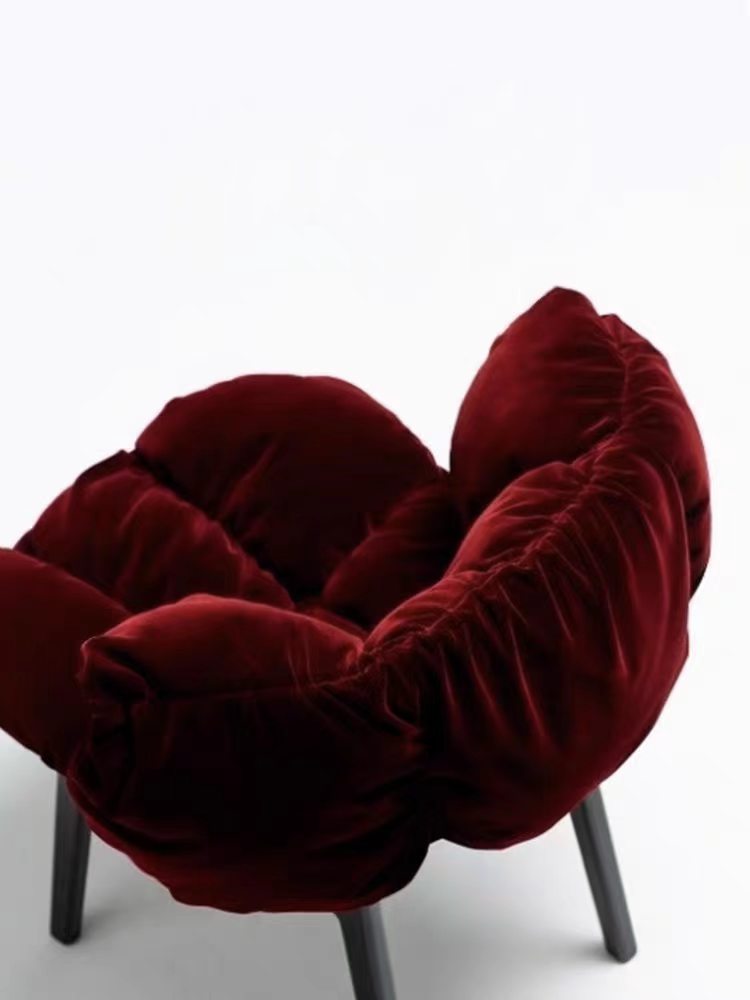 Luxury Italian Blue Velvet Petal Dining Chair