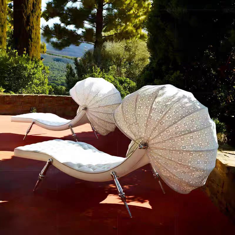 Luxury Italian Leather Chaise Lounge with Stainless Steel Design