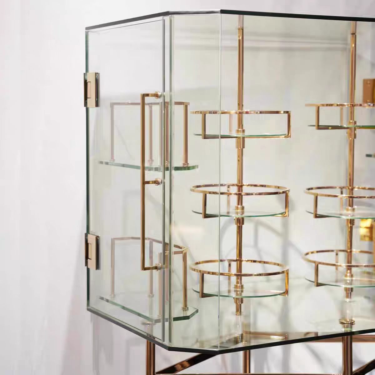 Luxury Italian Glass Wine Cabinet with Stainless Steel Design