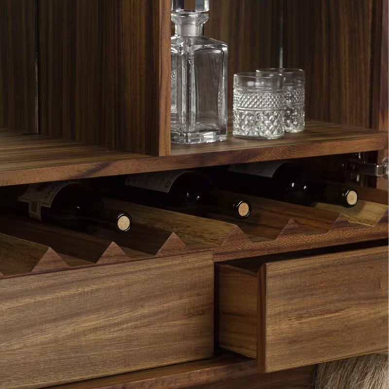 Luxury Retro Wine Cabinet with Solid Wood Design