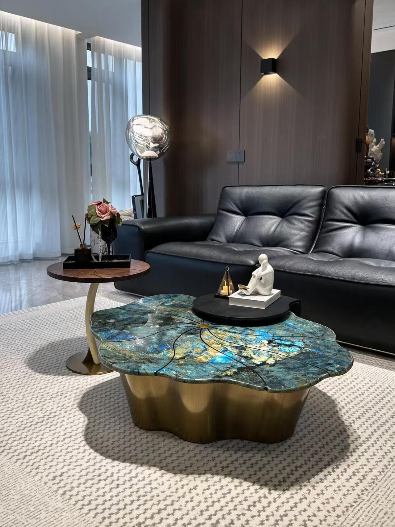 Luxury Italian Amazon Green Stone Coffee Table
