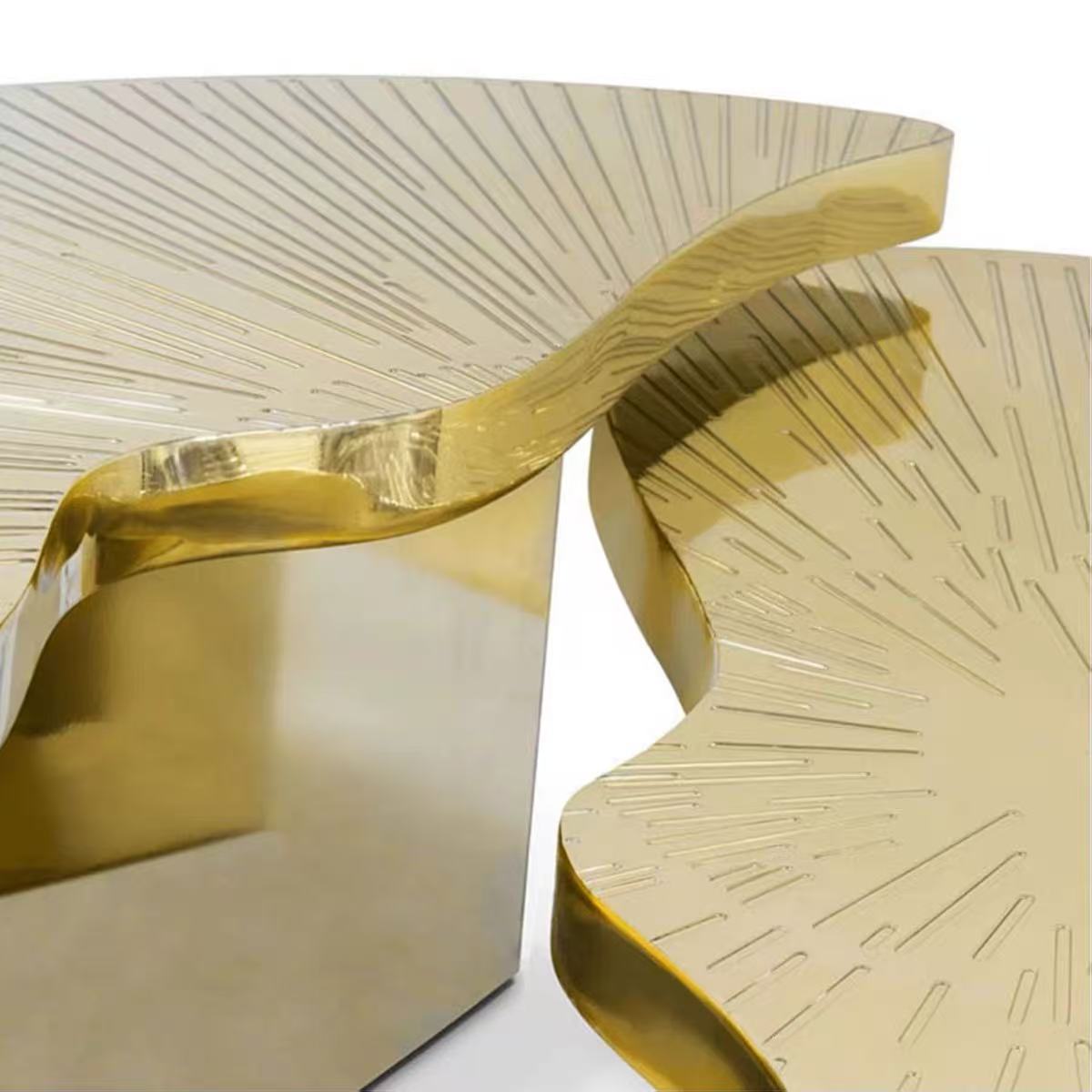 Luxury Stainless Steel Etched Coffee Table Design